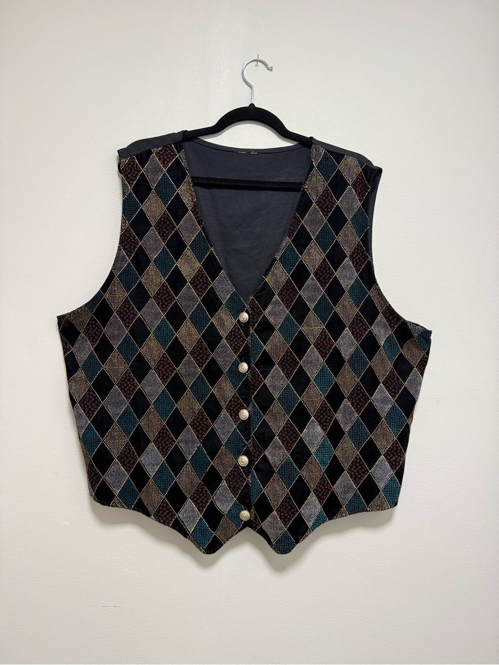 Vintage 90s Velour Button-Front Vest